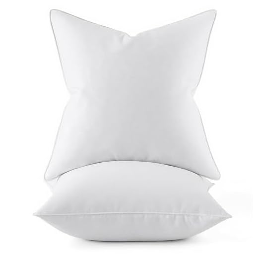 MIULEE 20x20 Pillow Inserts, Pack of 2 Down Feather Premium Throw Pillows with Cotton Fabric for Bed Couch Living Room Sofa