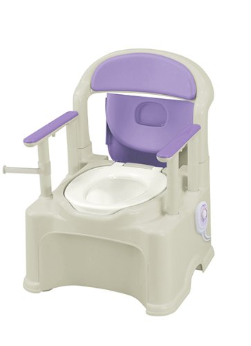 豊通オールライフ D0760 ポータブルトイレGR-1 暖房便座タイプ (パープル) 消臭フォーム1本付き 樹脂製ポータブルトイレ