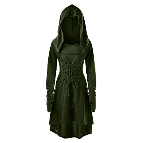 Robe de costume femmes pull à capuche lacets haut et bas bandes armée
