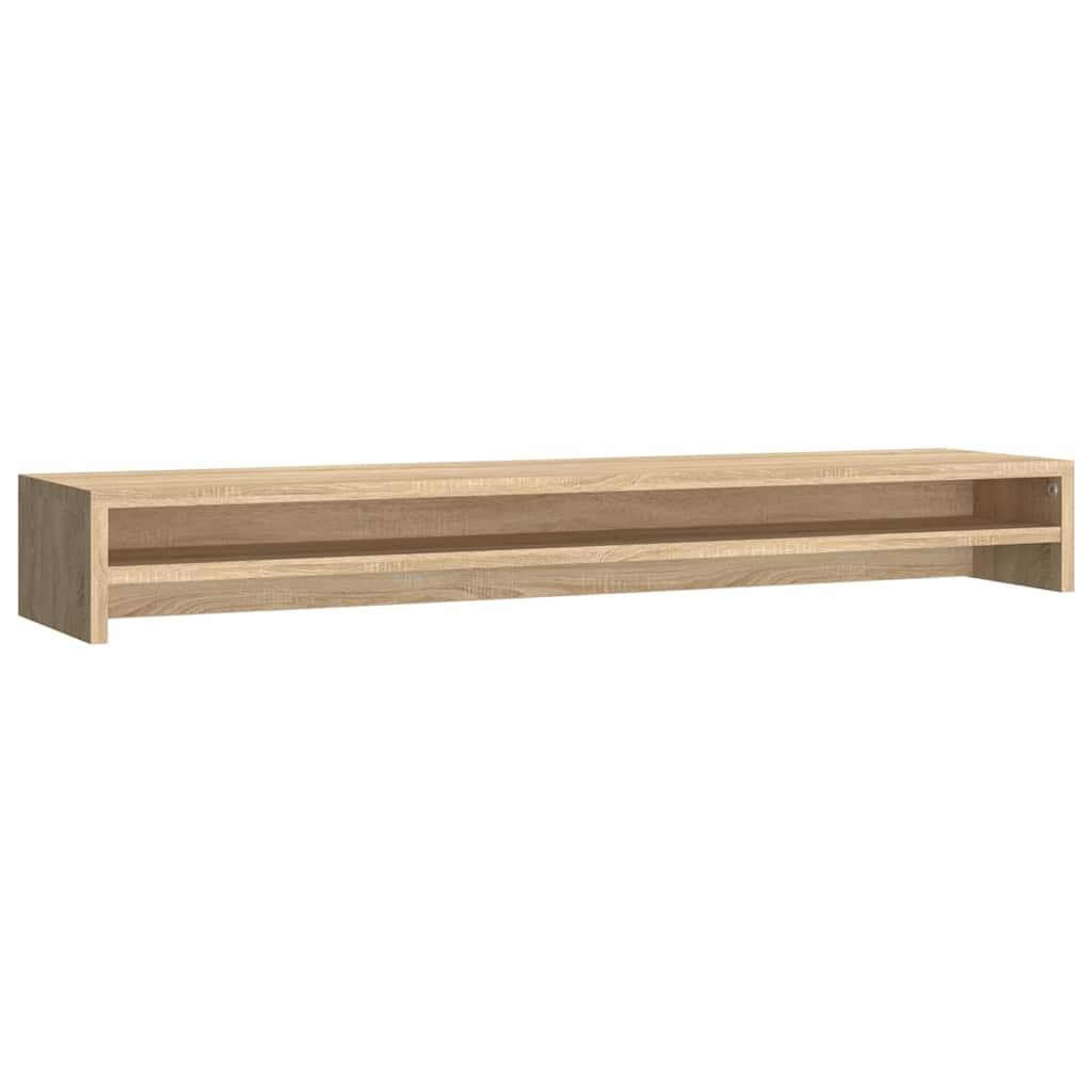 Supporto per monitor, in rovere Sonoma, 100 x 24 x 13 cm, ergonomico da scrivania con ripiano, doppio supporto per monitor per ufficio e home office