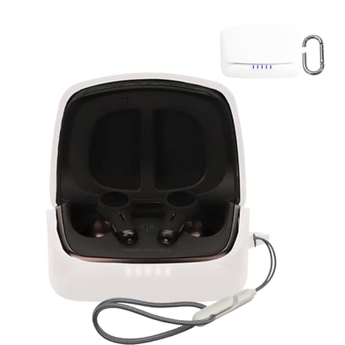 For オーディオテクニカ ATH-TWX9MK2 ケース 保護カバー シリコンケース SpinoArmor 装着充電可能 全面保護 落下防止 キズ防止 耐衝撃 防塵 軽量 収納 カラビナ付き オーディオテクニカ ATH-TWX9MK2対応(ホワイト)