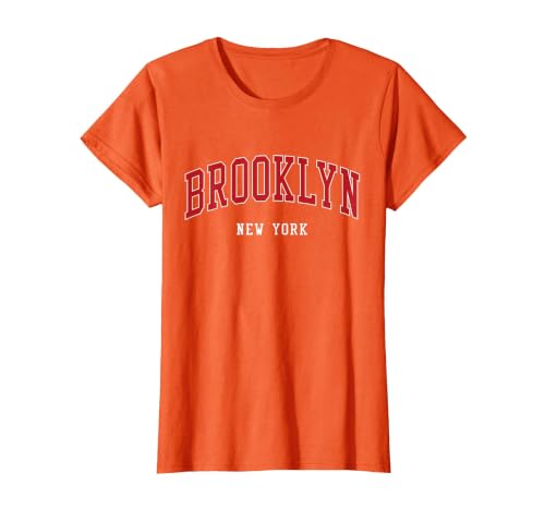 Brooklyn New York Varsity Sports Style T-Shirt, Women, Orange, X-Large