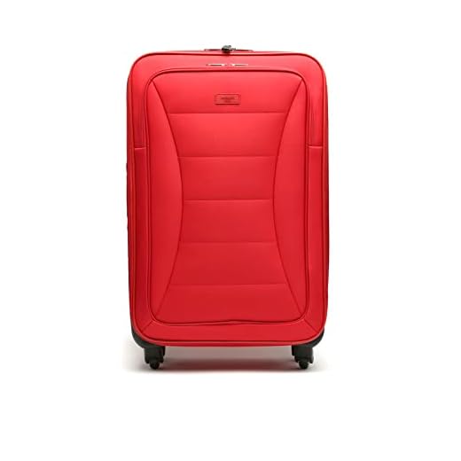 MISAKO Maleta Mediana de Viaje Leslie Roja | Maleta Elegante de Nylon Blanda | 67x42x33cm | Maleta para Viajes | Diseño Elegante con 4 Ruedas giratorias | Semirrígida - 2,8KG