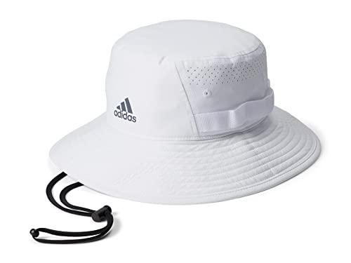 adidas Victory Bucket Hat Outdoors and Sideline Wide Brim Style for Sun Protection, White/Onix Grey/4.0, L/XL