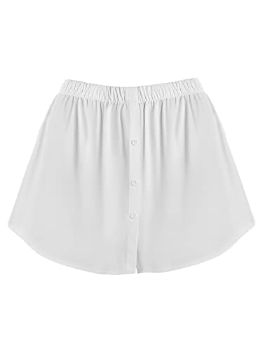 Monbessi Falda Camisa Falsa Mujer Abotonado Bajo de Camisa Cintura Elástica Negro/Blanco/Raya (M, Blanco)