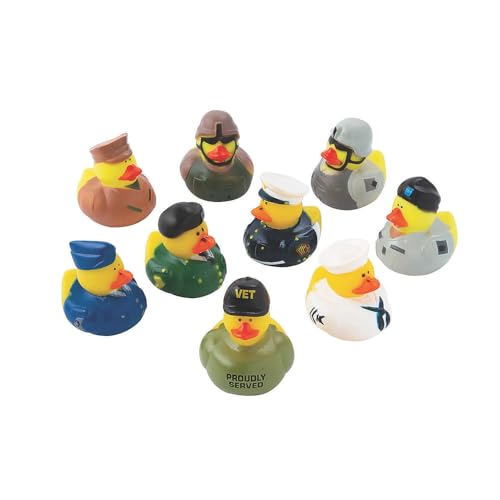 Fun Express Military Rubber Ducks Bulk 48 Pack - Mini Army Duckies Assortment for Jeep Ducking & Cruise Ships | Kids Party Favors Classroom Prizes & Treasure Box Toys for Birthday Celebrations