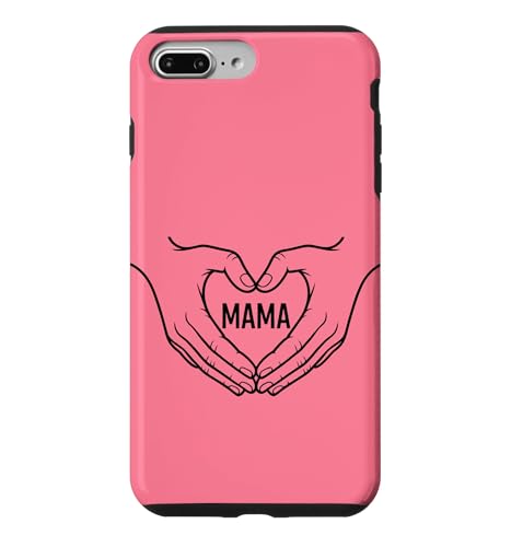 �s���N - Mama Heart Hands �~�j�}���X�g���C���A�[�g �� �X�}�z�P�[�X iPhone 7 Plus/8 Plus �p