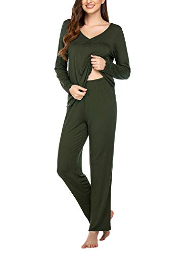 Ekouaer Womens Pajama Sets 2 Piece Lounge Set Fall Winter Pajamas Long Sleeve Pjs Top and Pants Soft Pj Sets Loose Sleepwear2