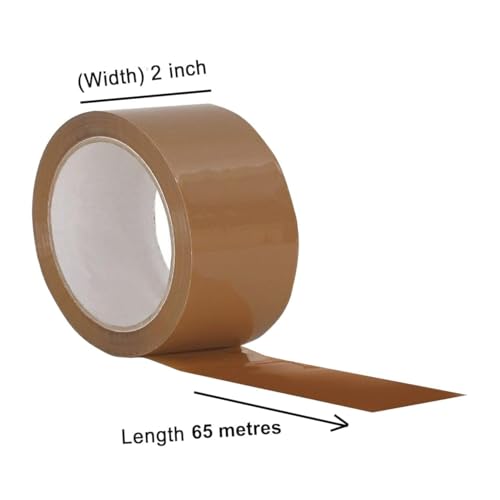 Image of Indipac BOPP Cello Tape 65m Roll - Heavy Duty Sealing Tape for Carton Box Packing, Warehouse, Industrial, Office & Ecommerce Packaging Tapes, Brown, 2 Inch (Pack of 6)