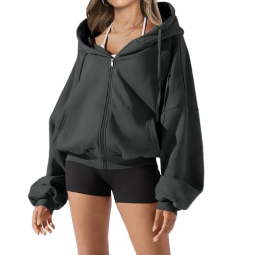 Women's Zip Up Cute Hoodies Fall Jacket Oversized Casual Sweatshirts Jacket Coat for Women