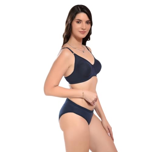 Image of SGC Women Cotton Blend Lingerie Set||Lightly Padded Wirefree Bra & Panty Set||Bridel Set for Women & Girls