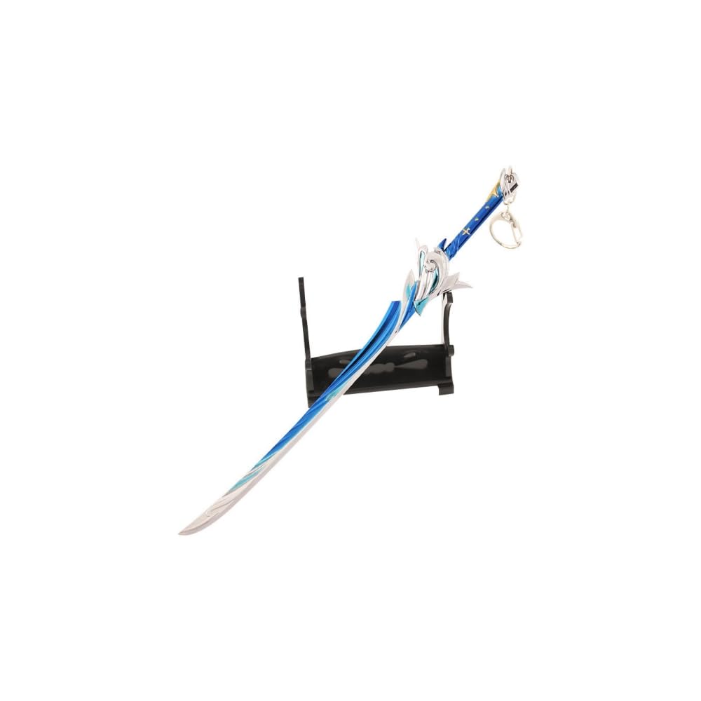 Hanaiette Men's Style 12 1Pc Genshin Impact Weapon Keychain One-Handed Sword Desktop Ornats Game With Display Stand (Style 12)
