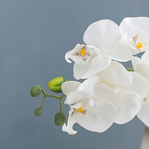 Favrd Artificial Flowers White Orchid Ceramic Vase Real Touch Environmentally Conscious Partly Recycled Fake Flowers Home Decor Office Décor Wedding Decorations Fake Plants, 11 X 8 X 19.5 Inches #TOP3