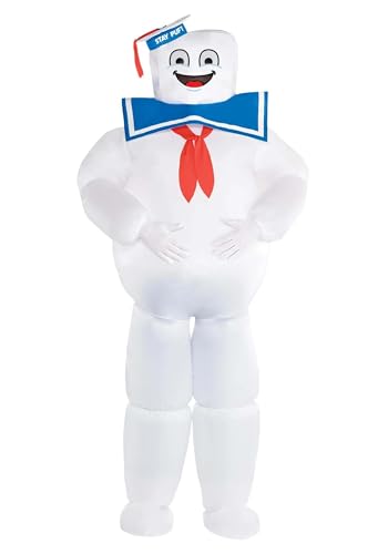 Fun Costumes Adult Ghostbusters Stay Puft Marshmallow Man Inflatable Costume | Mens Inflatable Outfit with Headpiece Gloves Standard