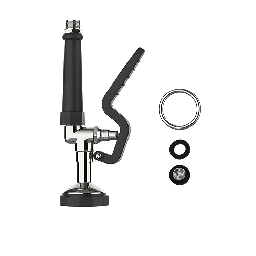 Commercial Sink Sprayer Pre Rinse Sprayer Commercial Dish Spray1.42GPM Dish Spray Nozzle Spray Valve,Polished Chrome Finished Commercial Faucet Parts Kitchen Sink(Black)
