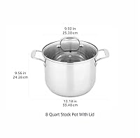 Amazon Basics Stainless Steel Induction Compatible Stock Pot with Glass Lid, Oven Safe, Dishwasher Safe, Sturdy, 8 Quart, Silver — image 4