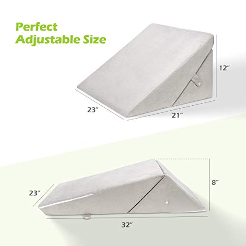 OasisCraft Bed Wedge Pillow, 8&12 Inch Adjustable Memory Foam Sle