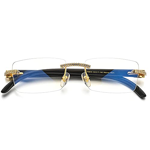 Image of HEPIDEM 100% Really Buffalo Horn Handmade Sun Glasses Square Rimless Luxury BUffs Sunglasses 0816