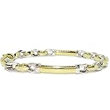 2 eslabones largos rígidos de 5mm de anchos por 3.90cm de largos y 19 eslabones pequeños de 6.5mm de anchos por 1.00cm de largos hacen de esta joya una pulsera realmente llamativa y brillante con un diseño elegante y atrevido que podrás llevar puesta para siempre.