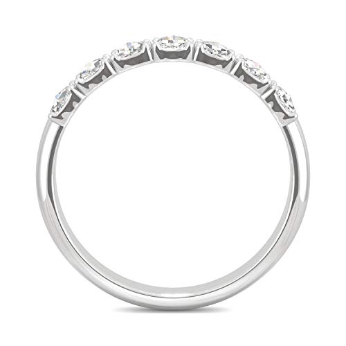 White Gold Moissanite By Charles & Colvard 3Mm Round Rose Cut Wedding Band-Size 7, 0.42Cttw Dew #TOP2