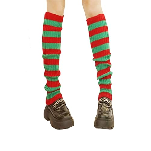 Japanese Girl Over The Knee Kawaii Leg Warmers Y2K Striped Color Blocking Gothic Leg Warmers4