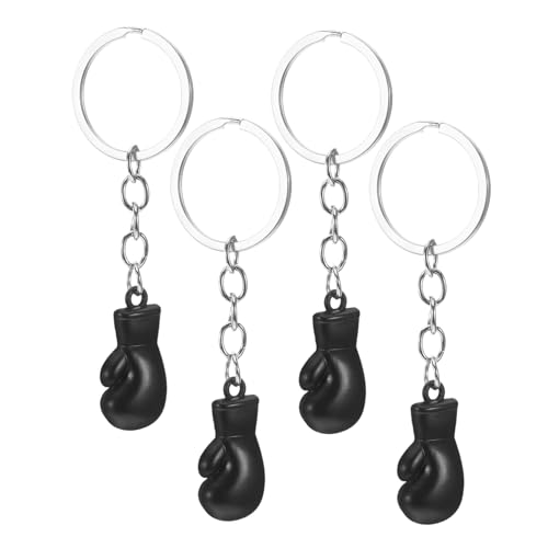 Holibanna 4 Piezas Llavero De Boxeo Asiento Globos De Boxeo Guantes De Boxeo Hombres Mini Llavero Barra Bozal Estante Para Libros Varita Pegatinas Cajón Palanquilla Aleación De Zinc Black
