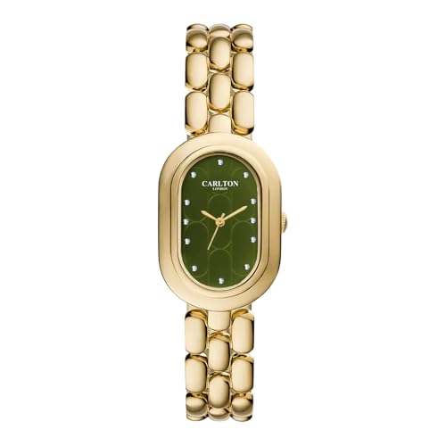 Image of Carlton London Women Cecil Analog Watch, Oval Dial, Stainless Steel Strap, Quartz Movement, 30M Water Resistant, Casual Wear