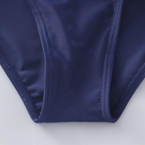Image of Kids Girls Athletic Swimsuit One Piece Solid Swimwear for Practice and Competition in Black and Navy Bathing Suit