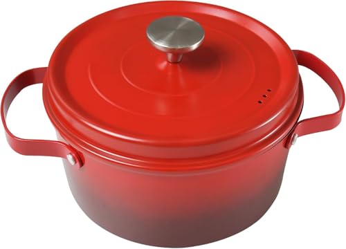 HOUSLUX Plus - Olla grande de 24 cm, para inducción, 3,8 L, para cocina, hornear, estofar, asar, color rojo