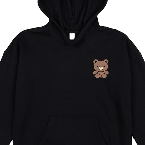 Teddy Bear Youth Black Long Sleeve Hooded Sweatshirt With 3D Ears2
