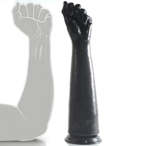 Dildo poing réaliste noir de 40 cm avec ventouse pour stimulation