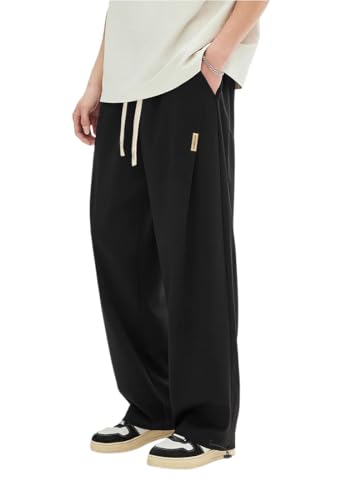 Amazon.com: HHZ Men's Cotton Straight Leg Sweatpants - Black Loose