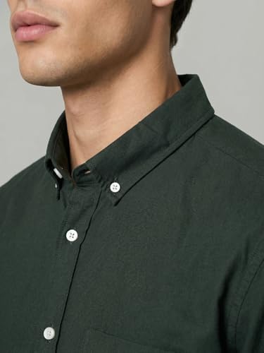Image of Urbano Fashion Men's Cotton Full Sleeve Regular Fit Solid Oxford Shirt with Button-Down Collar