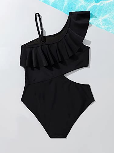 WDIRARA Girl's Ruffle Trim Cut Out One Piece Swimsuit Monokini Swimwear2