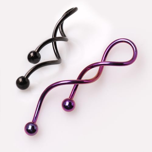 14GA 316L Stainless Steel Spiral Dangling Earrings with Ball Ends, Sold as a Pair3