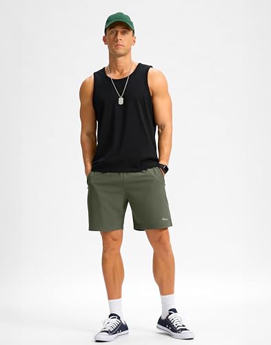 Image of Pudolla Men's Running Gym Shorts with Zipper Pockets 5 inch /7 inch / Lightweight Quick Dry Running Workout Athletic Short