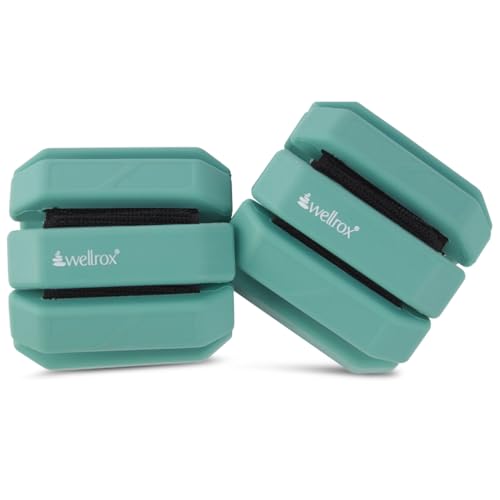 Image of Wellrox Weighted Bangles - Adjustable Ankle and Wrist Weights for Women & Men - Set of Ankle Weights 2 lbs (1 lb Each Wrist Weight) | Weighted Arm Bands for Pilates, Yoga, Running & Walking