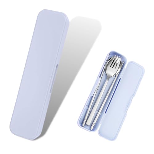 PLABBDPL 1 caja de cubiertos portátil de 20 cm/7,8 pulgadas, bolsa de viaje para almacenamiento de vajilla, bolsa de camping, para cuchara, tenedor y palillos (azul)