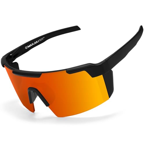 MAXJULI XL Z87 Sunglasses for Big Wide Heads Men TR90 Ultralight UV400 Protection Work Glasses Z8225 (Black/Red)