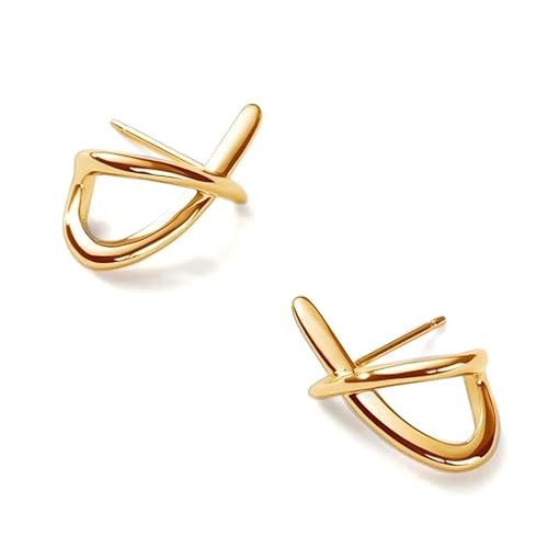 Gold Earrings for Women Trendy.X-Shaped Dangle Earrings Minimalist Elegance Lightweight Hypoallergenic for Everyday/Party Gift.