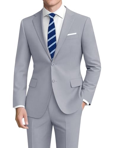 Pacific Perfect Mens Light Gray Suit Slim Fit 2 Pieces