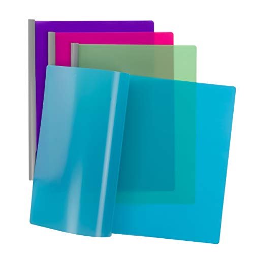 Smead Poly Report Cover With Sliding Bar, 25 Sheet Capacity, Letter Size, Assorted Colors, 4 Per Pack (86047) #TOP2