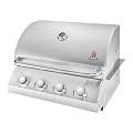 Chaleur Stainless Steel Built-In Gas Grill for Outdoor Kitchen, Individual Burners - 600°F Max Heat with Built-In Thermometer, Ideal for BBQ, Outdoor Grilling & Kitchen Accessories (4 Burners)