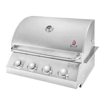 Chaleur Stainless Steel Built-In Gas Grill for Outdoor Kitchen, Individual Burners - 600°F Max Heat with Built-In Thermometer, Ideal for BBQ, Outdoor Grilling & Kitchen Accessories (4 Burners)