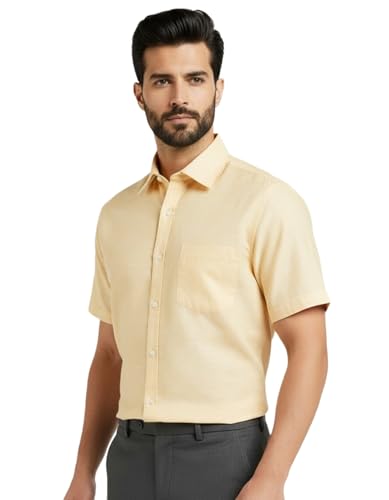 Image of Amazon Brand - INKAST Men's Cotton Solid Plain Half Sleeve Shirt | Plain Regular Fit Casual Shirt for Mens
