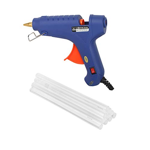 W WADRO 60 Watt Fiber Hot Melt Glue Gun Electronic PTC Heating Technology for DIY and Craft Work (Blue | 5 BIG Glue Sticks)