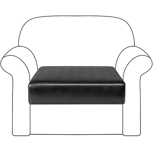 PU Housse de Coussin Extensible Coussin, Housse de Coussin de canapé en Cuir synthétique Extensible imperméable Housse de Coussin de canapé en Simili Cuir PU élastique Black-One Person