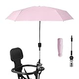 Nakazawa Stroller Sunshade Clip-on Adjustable Universal, Adjustable Steering Angle, Reinforced Umbrella Frame, Compact and Lightweight, Suitable for All Kinds of Strollers(Pink)