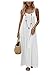 SHENHE Women's Open Back Spaghetti Strap Beach Maxi Dress Loose Flowy Vacation Sundress White Medium
