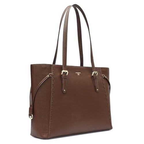 Image of Da Milano Leather Tote Bag for Women | Fits Up To 15 inch Laptop| Versatile Office & Casual Handbag (01063M-OL)